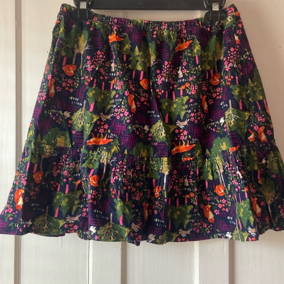 Lands' End Kids Size L Corduroy Skirt Foxes Bunnies forest scenes Boho Girls - Picture 1 of 4